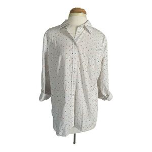 Talbots White Blouse with Colorful Dots